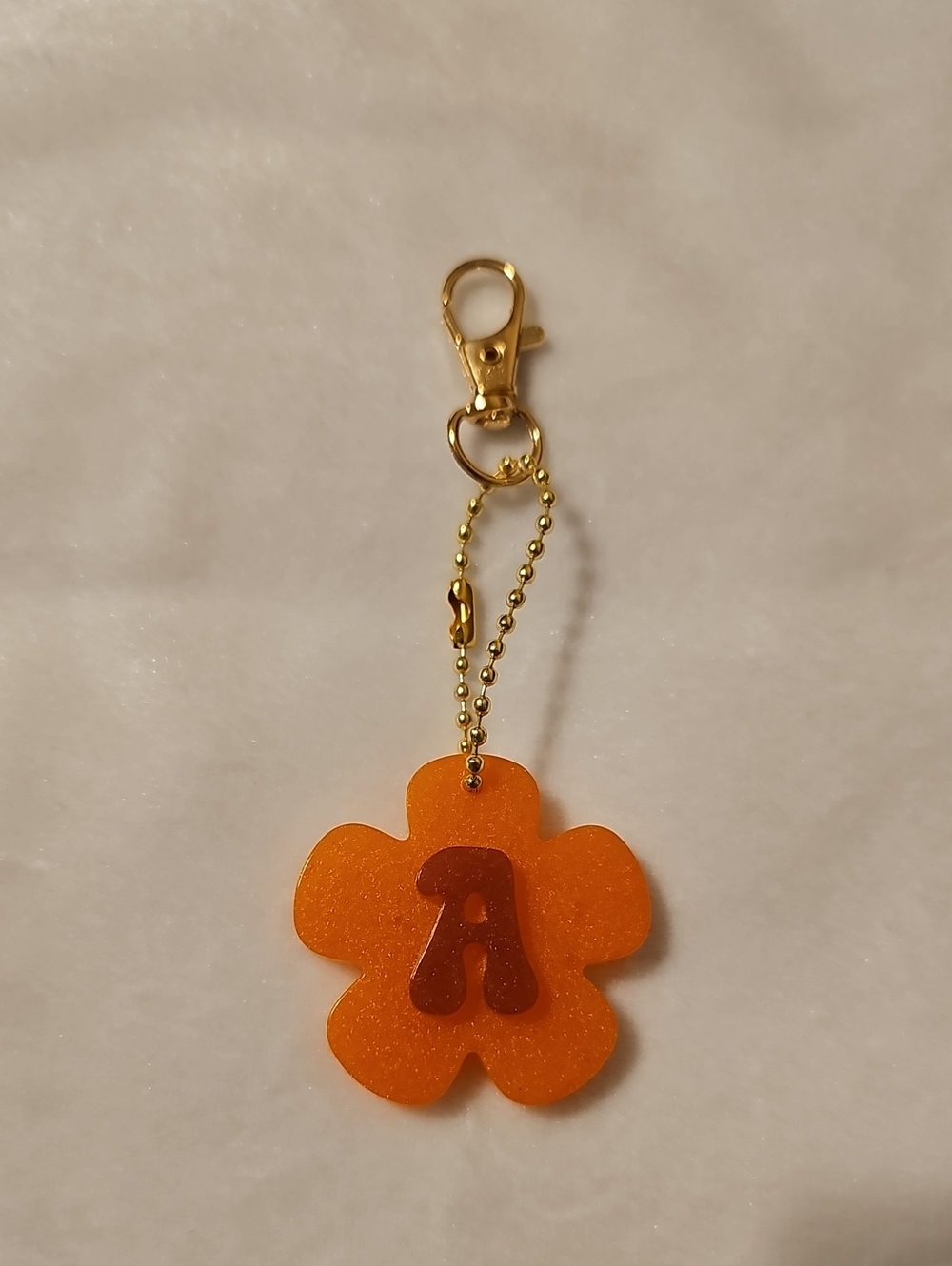 Orange and Purple Flower Initial A Keychain